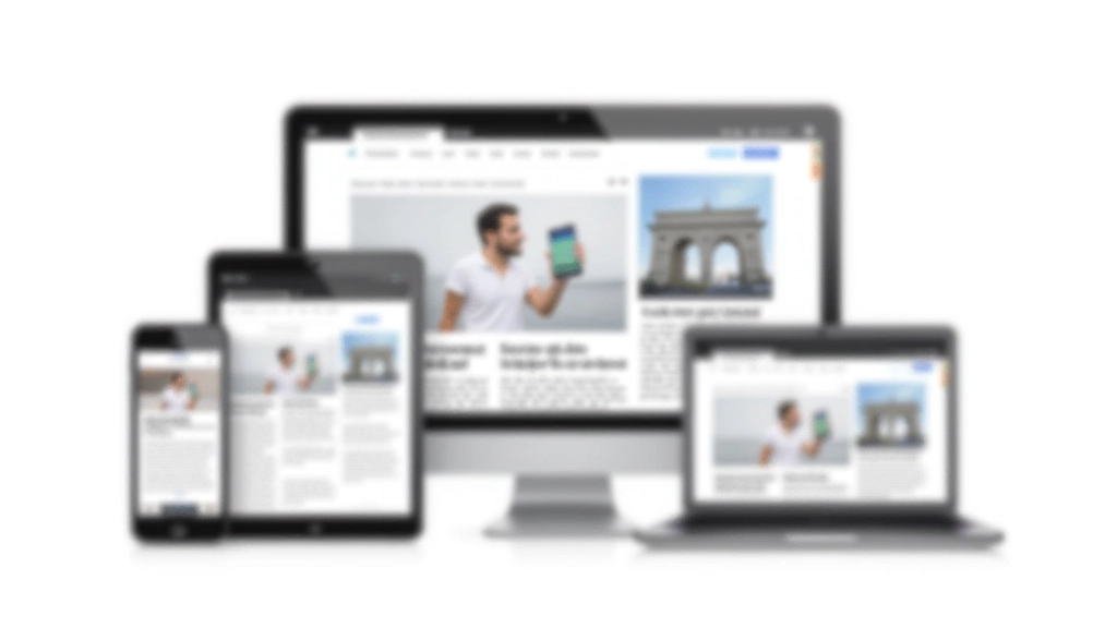 Múltiplos dispositivos exibindo o mesmo website com layout responsivo adaptado